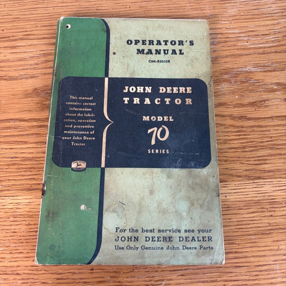 Vintage John Deere Tractor Model 70 Series Operator's Manual OM-R2035R Green